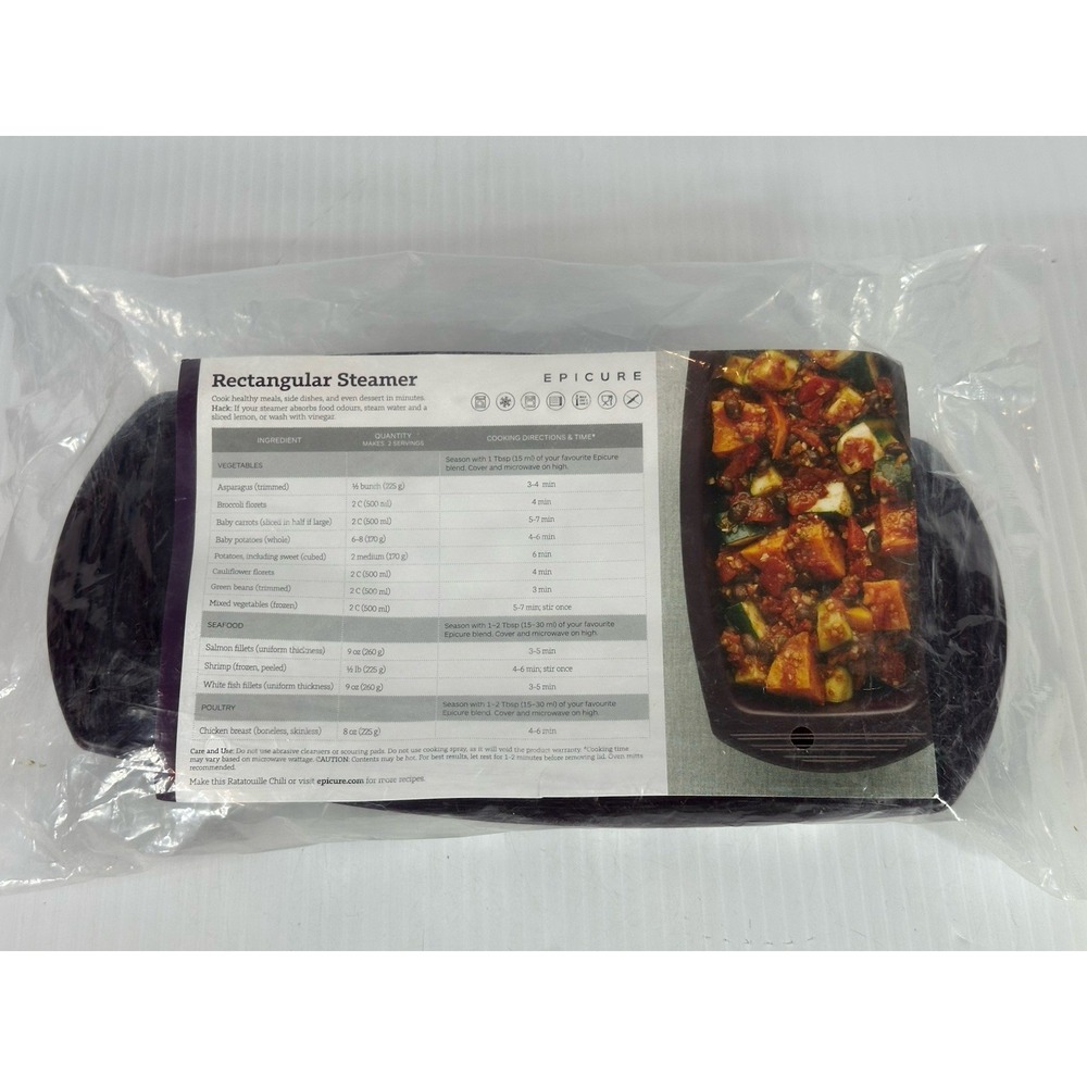 New Sealed Epicure Purple Silicone Rectangular Steamer 875ml